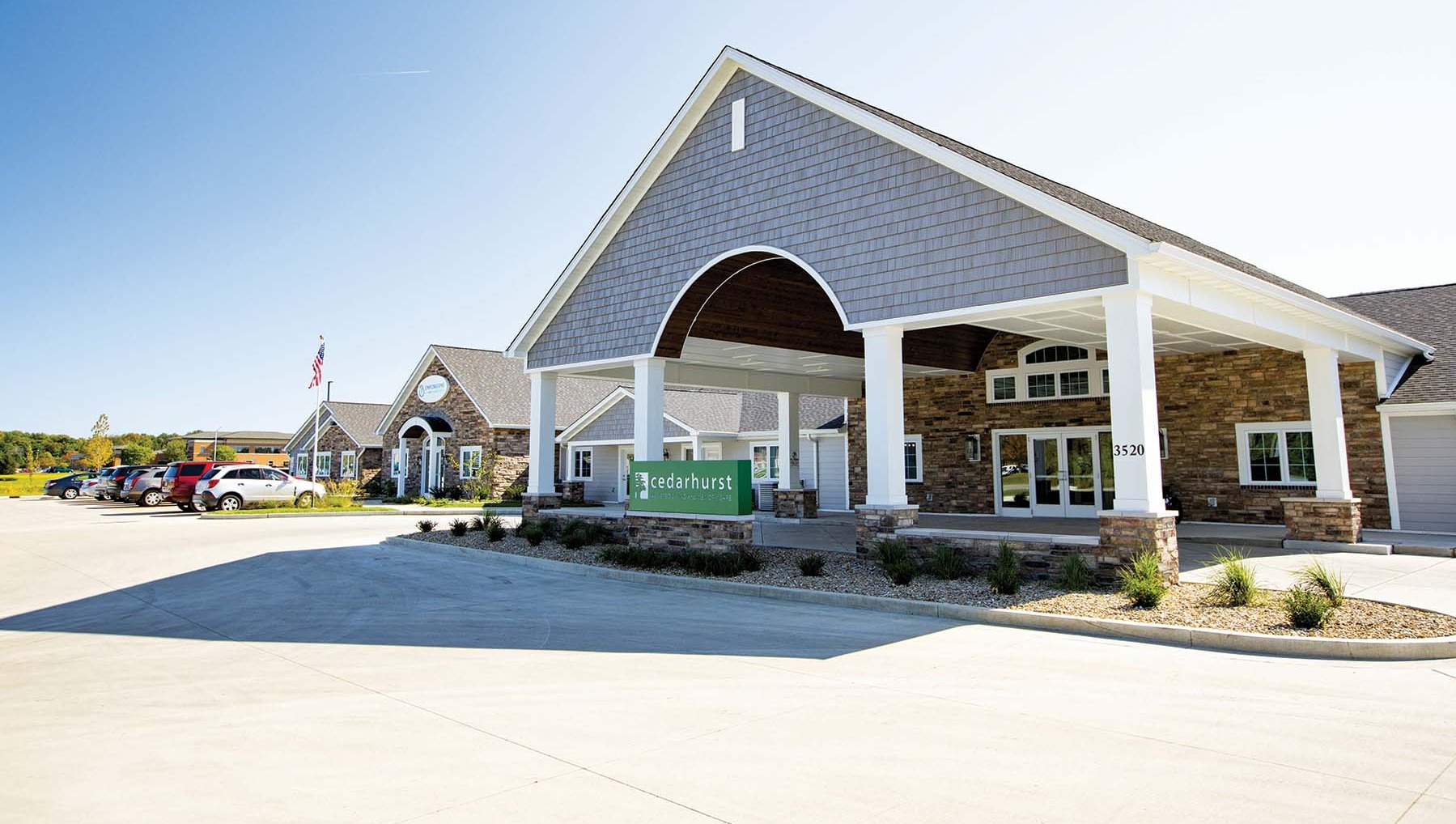 The Springfield Cedarhurst location, a single-story building with a large portico in front