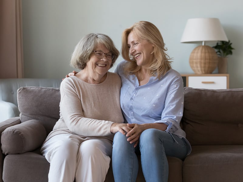 Senior woman talking to her daughter