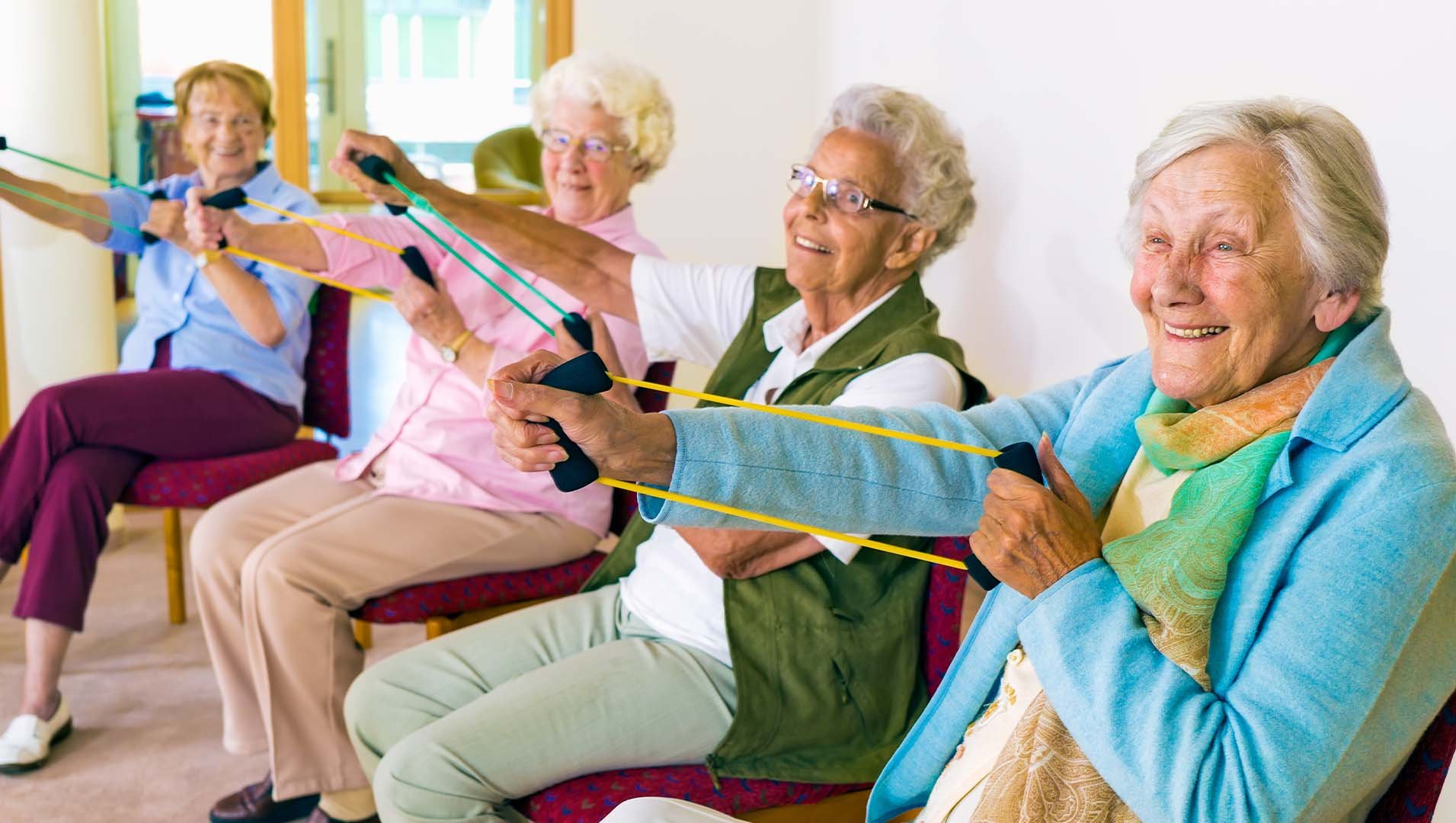 Group of seniors exercising together