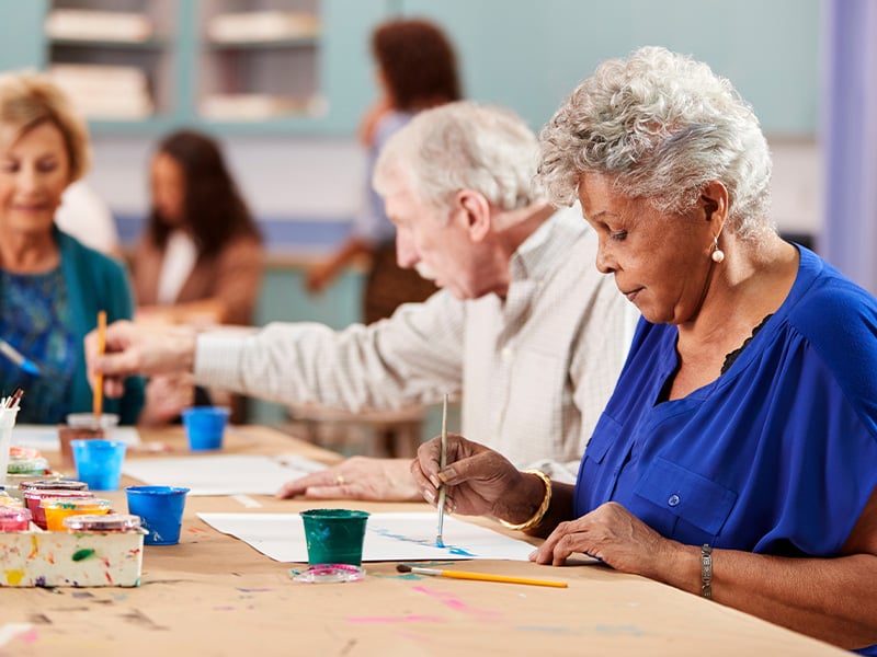 Seniors attending art class