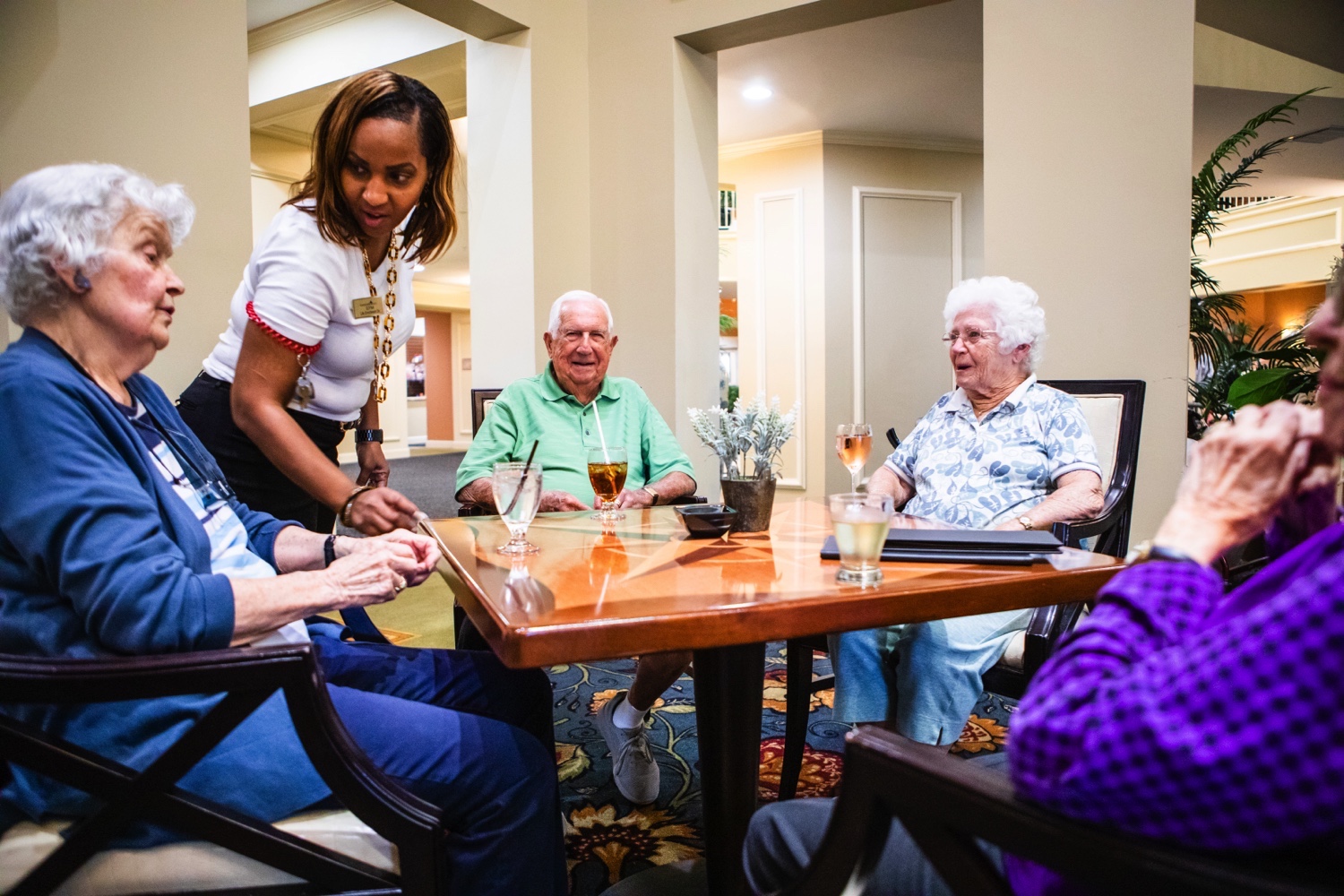 Seniors Socializing over drinks