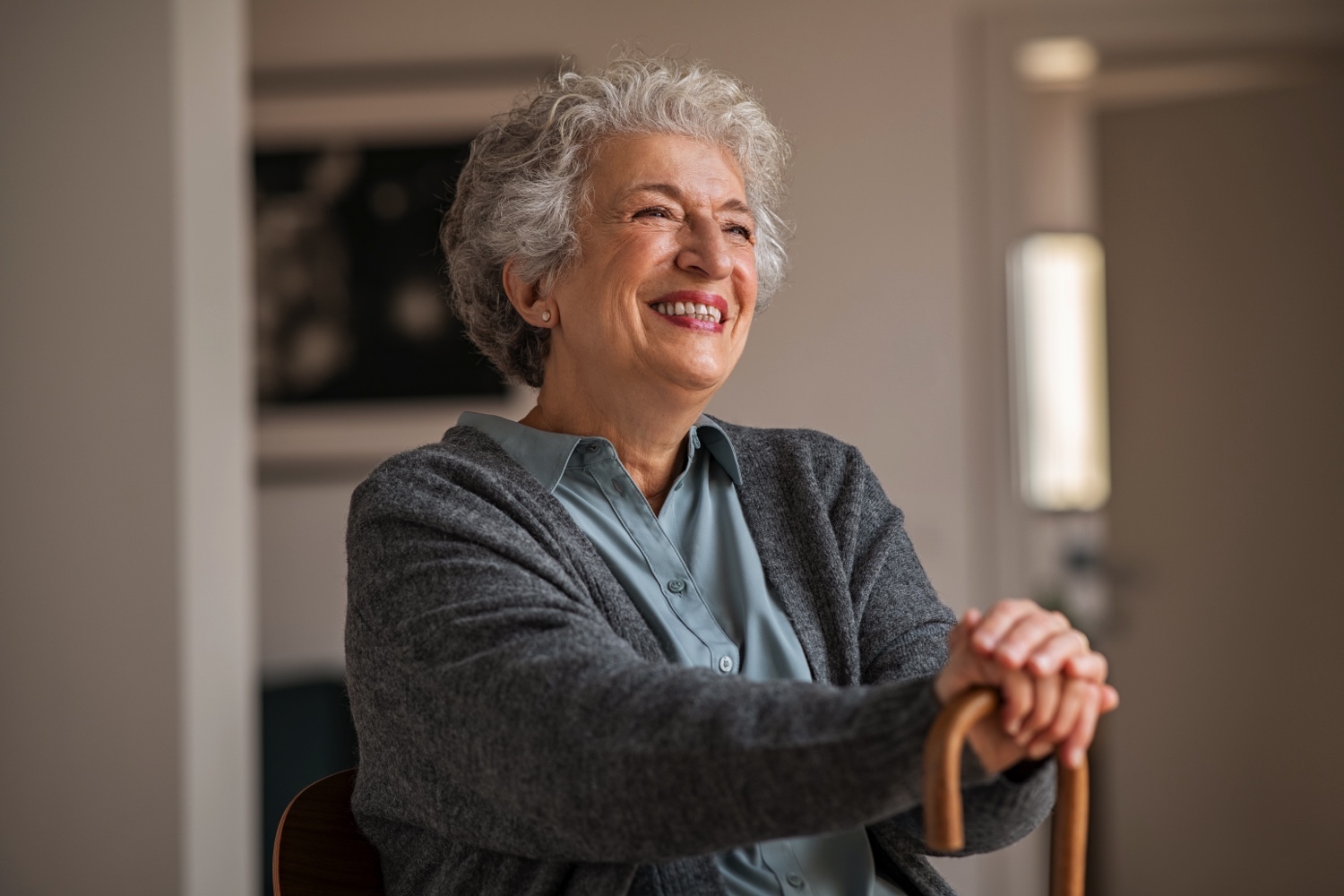 Happy smiling senior woman relaxing