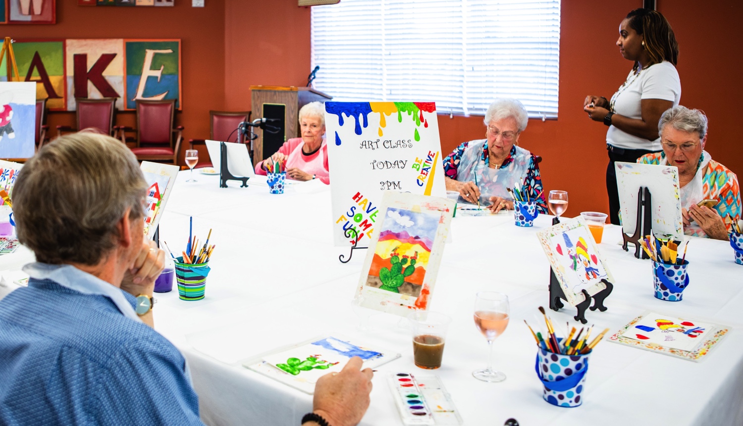 Residents paining together