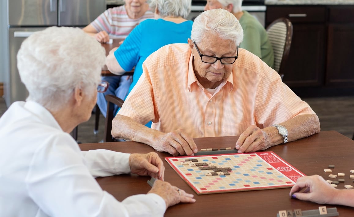 Seniors playing Scrabble