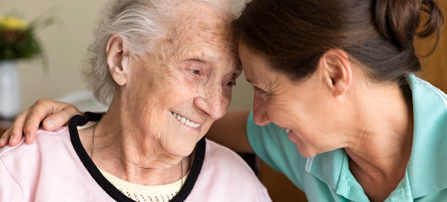 Senior woman with carer
