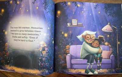 A photo of an illustrated drawing in The Memory Garden, a children's book for families with grandparents in Memory Care