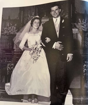 A young couple on their wedding day.