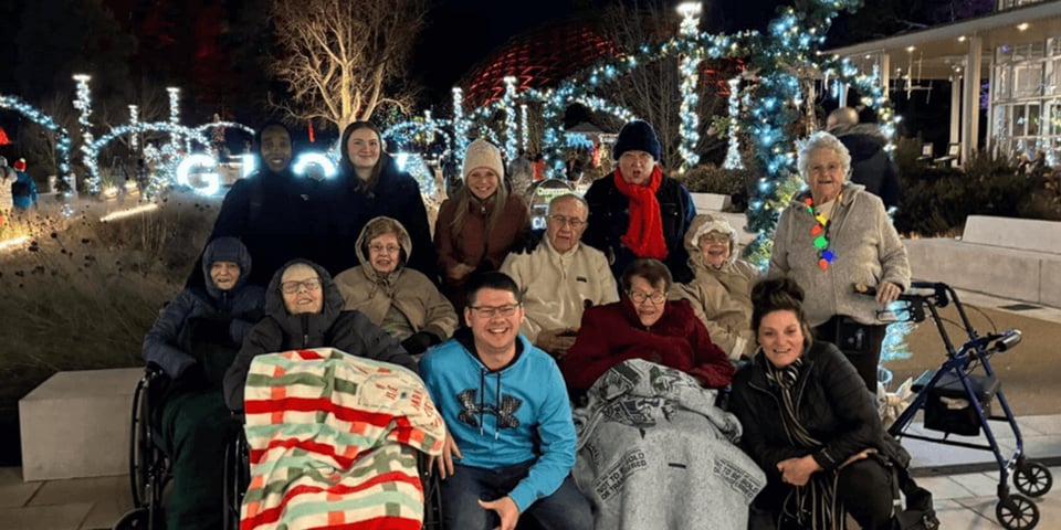 Cedaarhurst Senior Living residents outdoors during the holidays