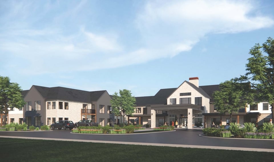 A digital rendering of Cedarhurst of North Liberty, a senior living community providing independent living, assisted living, and memory care services to North Liberty, Iowa