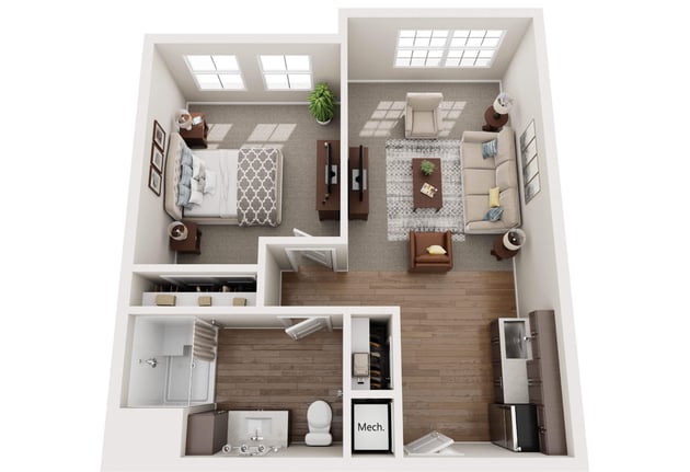 One bedroom floor plan