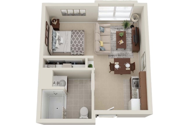 Cedar Creek of Logansport - Assisted Living  Studio Apartment Floor Plan