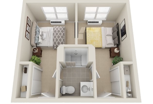 Cedar Creek of Prairie Meadows - Memory Care Semi-Private Suite Floor Plan
