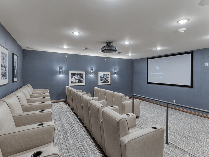 The comfortable and accessible movie theater at Cedarhurst of Arnold, providing easy-to-access entertainment for residents
