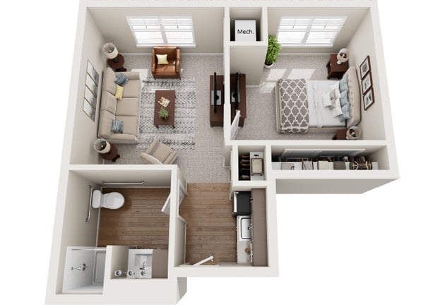 Cedarhurst of Arnold - Assisted Living One Bedroom Apartment Floor Plan