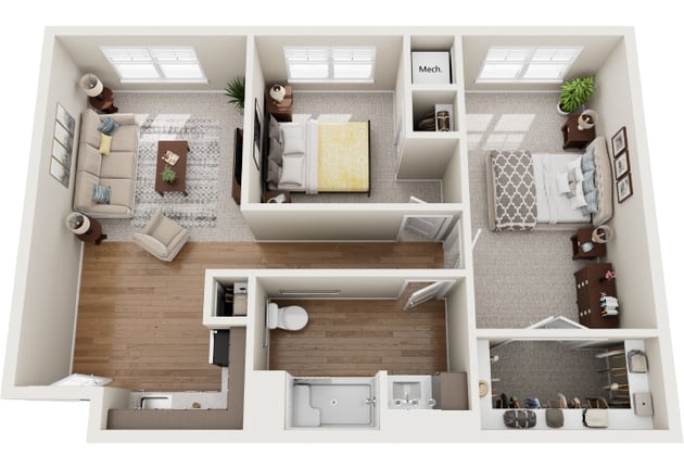 Cedarhurst of Arnold - Assisted Living Two Bedroom Apartment Floor Plan