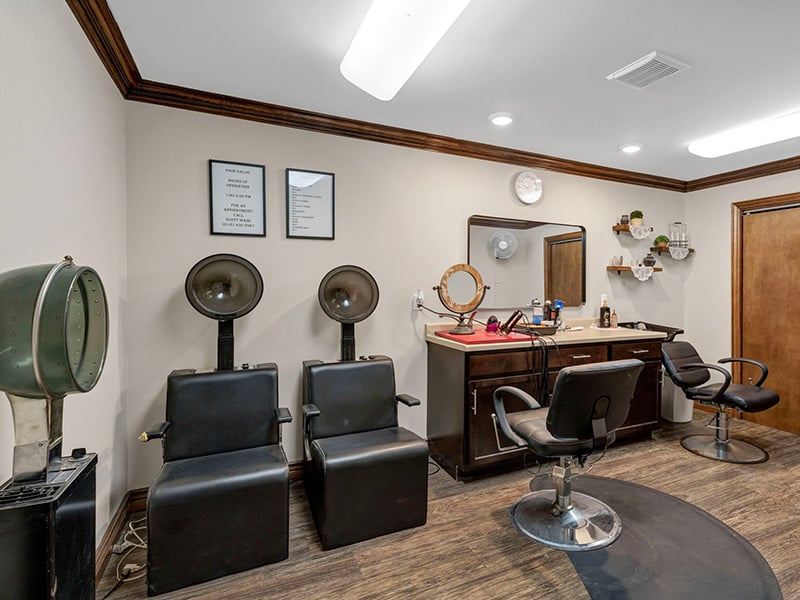 The convenient on-site salon at Cedarhurst of Bethalto, offering easy access to beauty and grooming services for residents