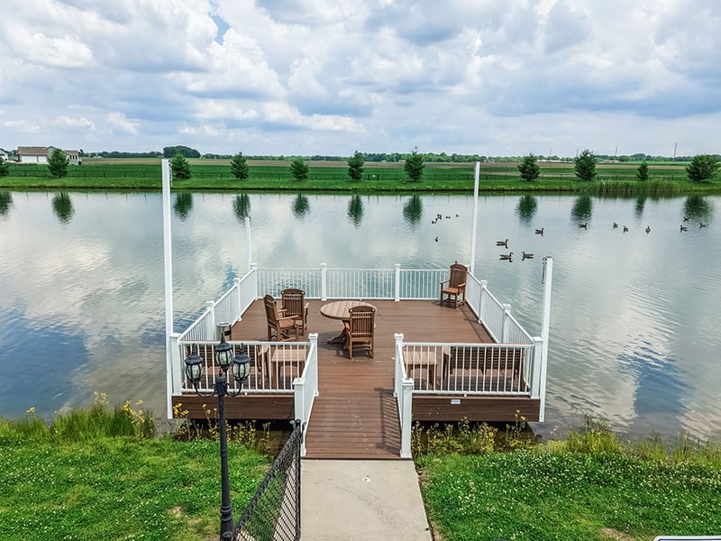 The picturesque outdoor dock at Cedarhurst of Bethalto, providing a peaceful spot for residents