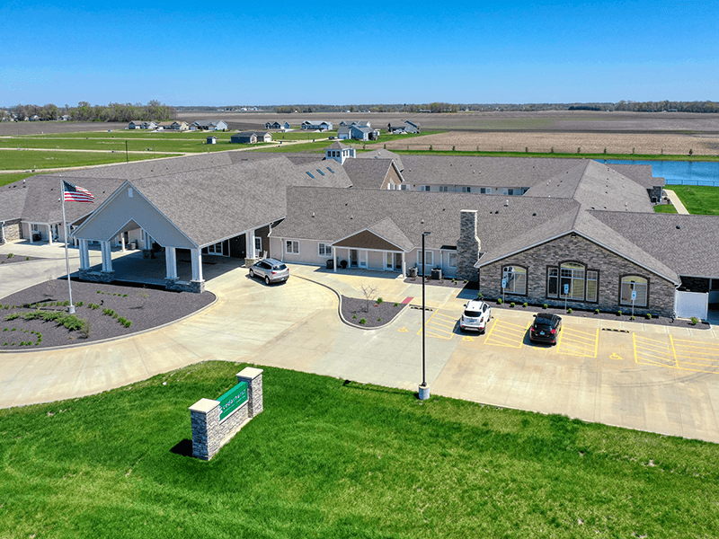 Exterior view of Cedarhurst of Bethalto, highlighting the community's inviting entrance.