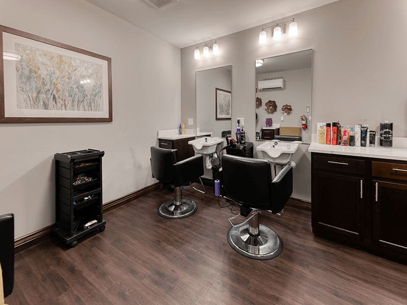 The convenient on-site salon at Cedarhurst of Blue Springs, offering easy access to beauty and grooming services for residents.