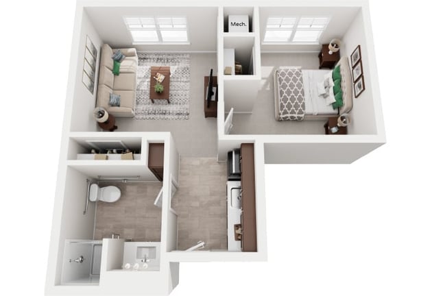 Cedarhurst Blue Springs - Assisted Living One Bedroom Apartment Floor Plan
