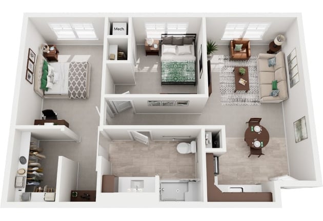 Cedarhurst Blue Springs - Assisted Living Two Bedroom Apartment Floor Plan