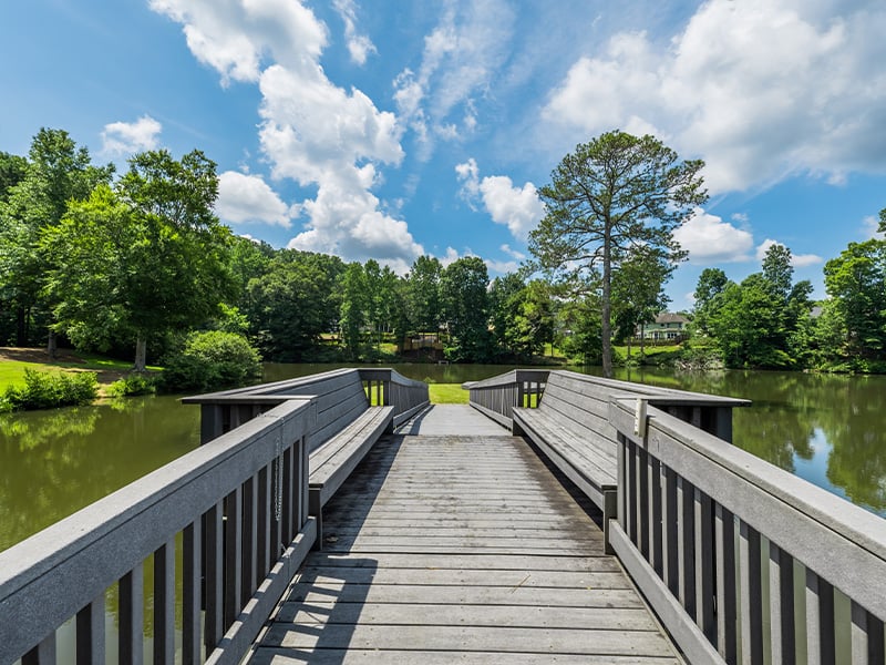 Outdoor dock over a lake at Cedarhurst of Canton