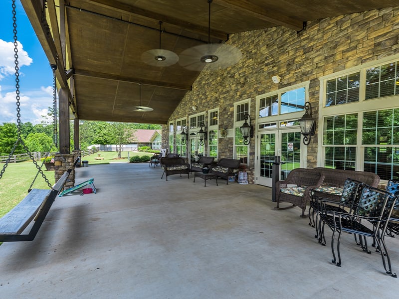 An inviting outdoor space at Cedarhurst of Canton, providing areas for relaxation and enjoyment