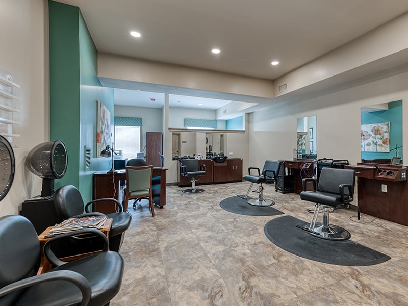 On-site salon at Cedarhurst of Canton, designed with senior-friendly access for comfortable pampering