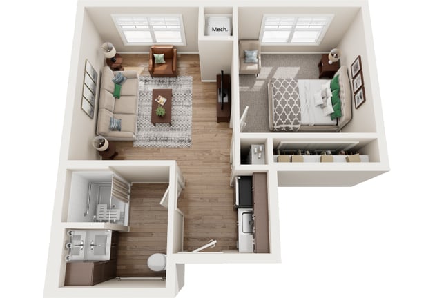 Cedarhurst of Crown Point - Assisted Living One Bedroom Apartment Floor Plan