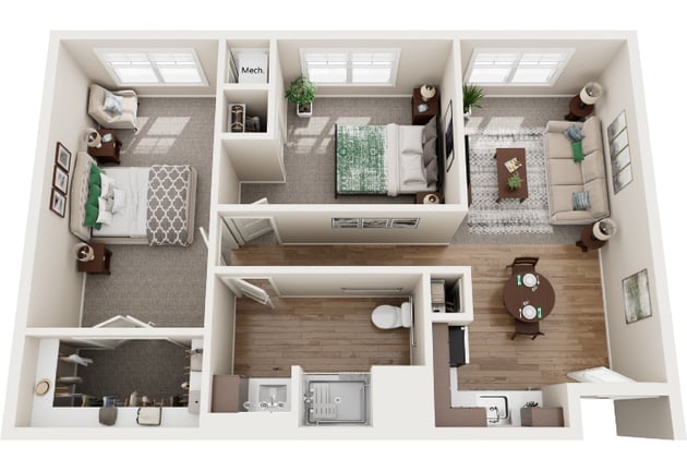 Cedarhurst of Crown Point - Assisted Living Two Apartment Bedroom Floor Plan