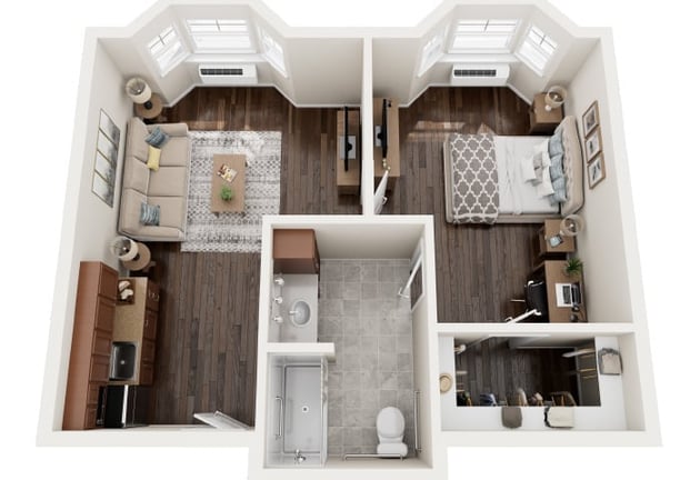 Cedarhurst of Des Peres - Assisted Living One Bedroom Apartment Floor Plan