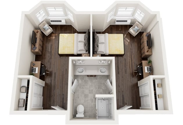 Cedarhurst of Des Peres - Memory Care Semi-Private Suite Floor Plan