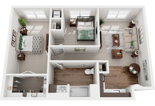 Cedarhurst of Dyer - Assisted Living Two Bedroom Apartment Floor Plan