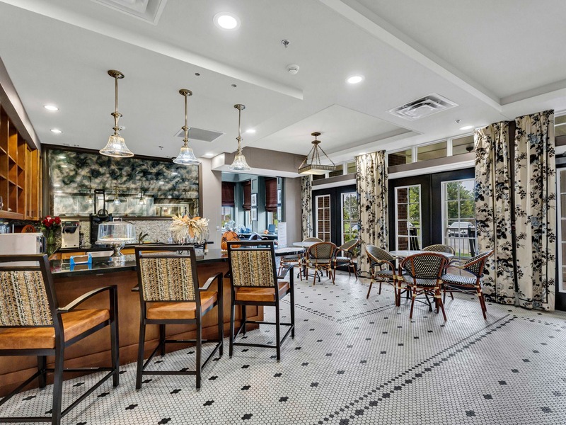 The inviting on-site bistro and coffee bar at Cedarhurst of East Louisville offering a senior-friendly spot for coffee and socializing for residents