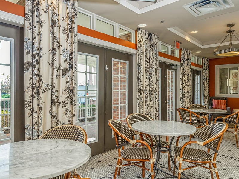 Another elegant dining space at Cedarhurst of East Louisville, offering comfortable, accessible seating for resident meals