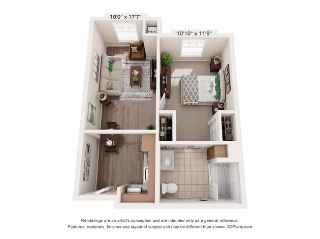 Cedarhurst of East Louisville - Assisted Living One Bedroom Apartment Floor Plan