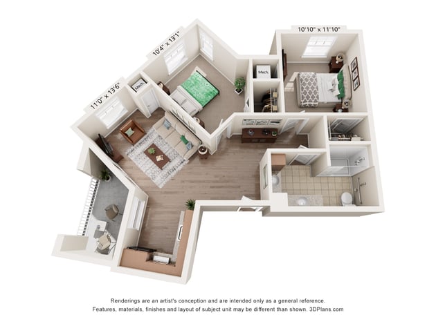 Cedarhurst of East Louisville - Assisted Living Two Bedroom Apartment Floor Plan