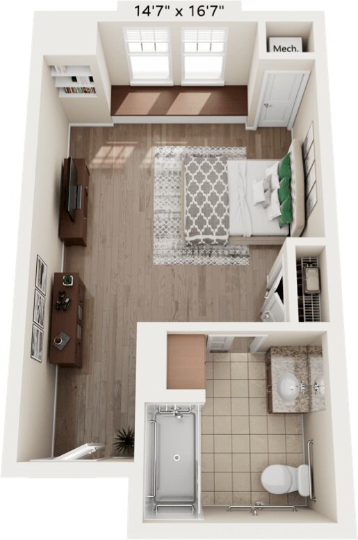 Cedarhurst of East Louisville - Memory Care Private Suite Floor Plan