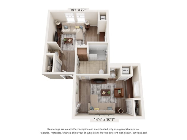 Cedarhurst of East Louisville - Memory Care Semiprivate Suite Floor Plan