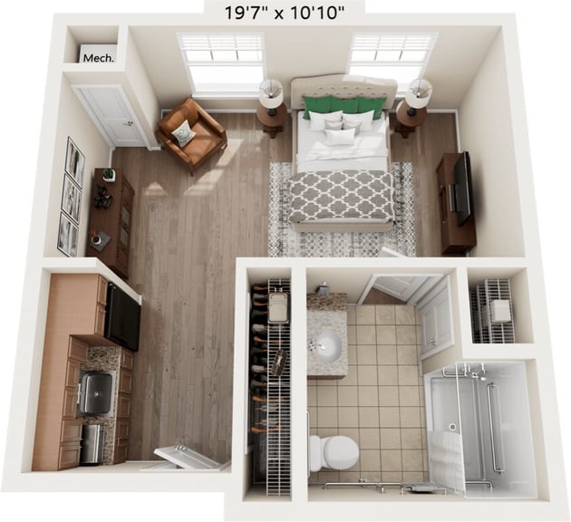 Cedarhurst of East Lousiville - Assisted Living Studio Apartment Floor Plan
