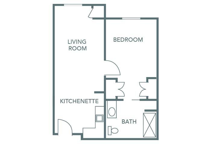 Cedarhurst of East Louisville - Assisted Living One Bedroom Apartment Floor Plan