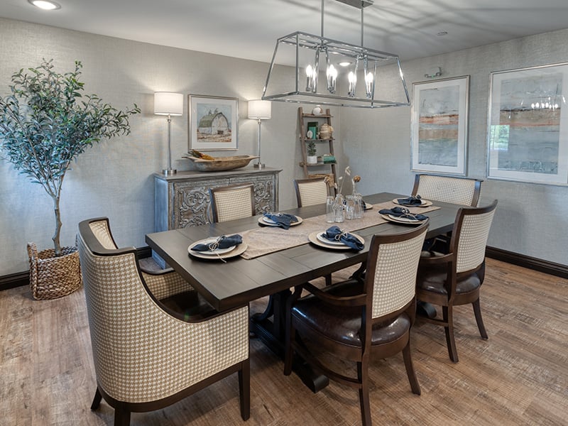 Private dining room at Cedarhurst of Farmington, offering an intimate space for residents to celebrate