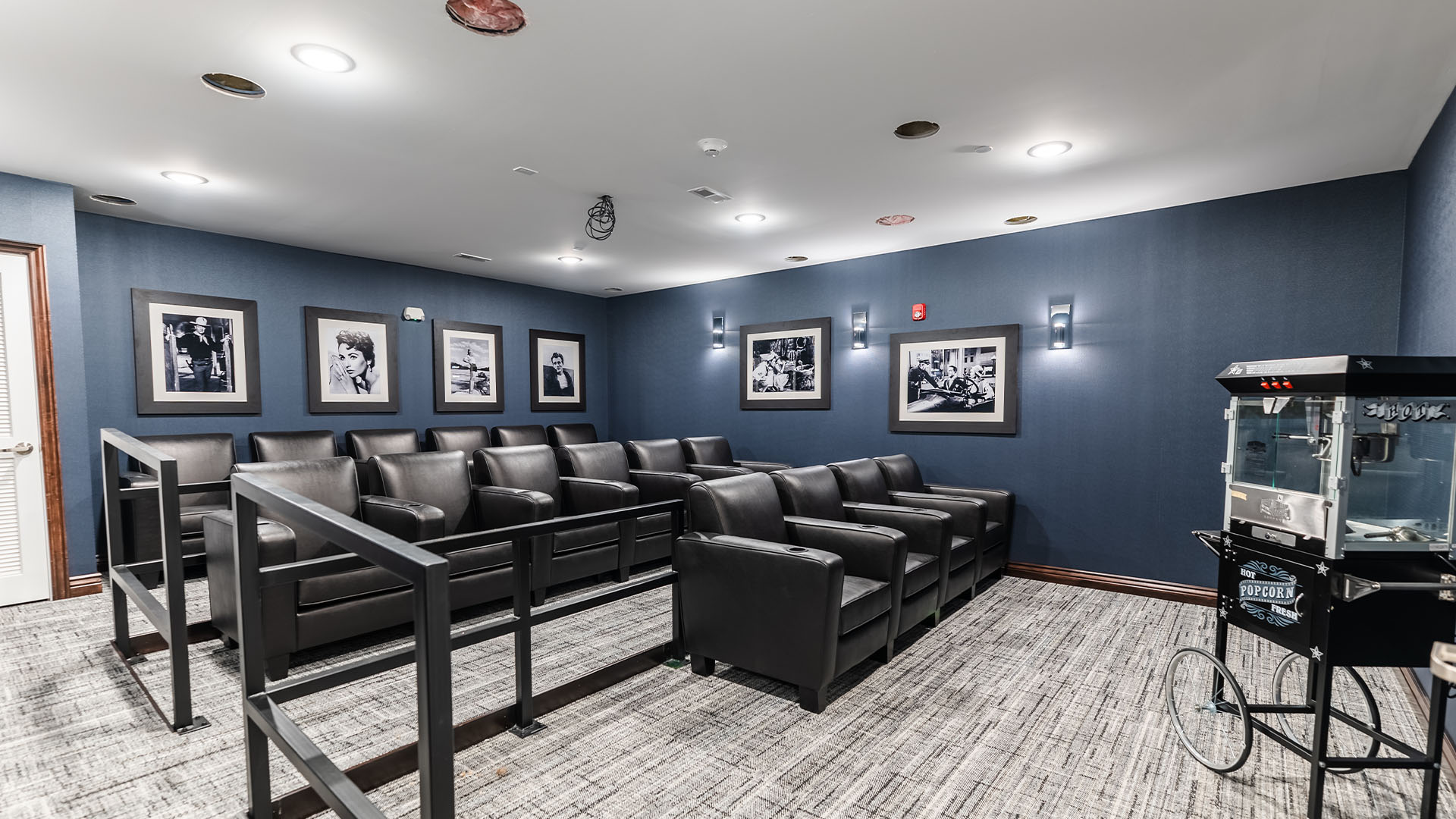 The comfortable and accessible movie theater at Cedarhurst of Frankfort, providing easy-to-access entertainment for residents.