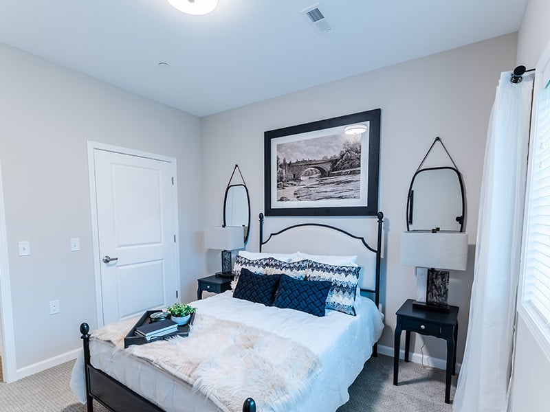Bathroom of a senior apartment at Cedarhurst of Frankfort, built with accessibility features to support residents
