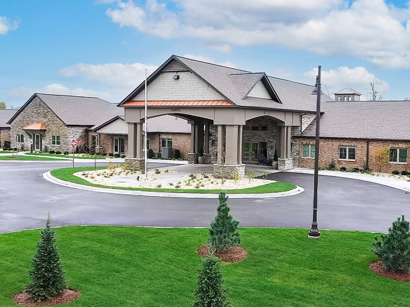 Bedroom of a senior apartment at Cedarhurst of Frankfort, designed for resident comfort and personalization