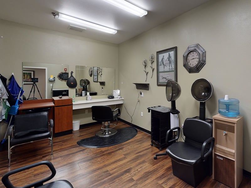 Cedarhurst of Highland's on-site salon, designed with senior-friendly access for comfortable pampering