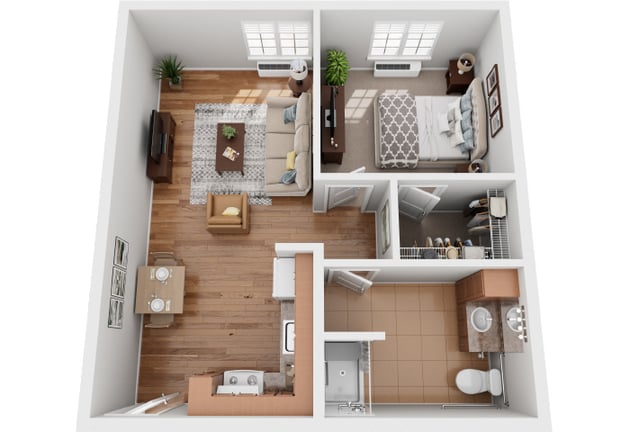 Cedarhurst of Highland - Assisted Living One Bedroom Apartment Floor Plan