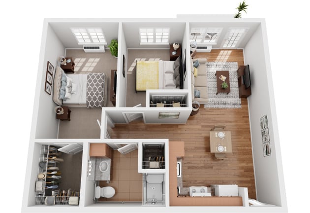 Cedarhurst of Highland - Assisted Living Two Bedroom Apartment Floor Plan