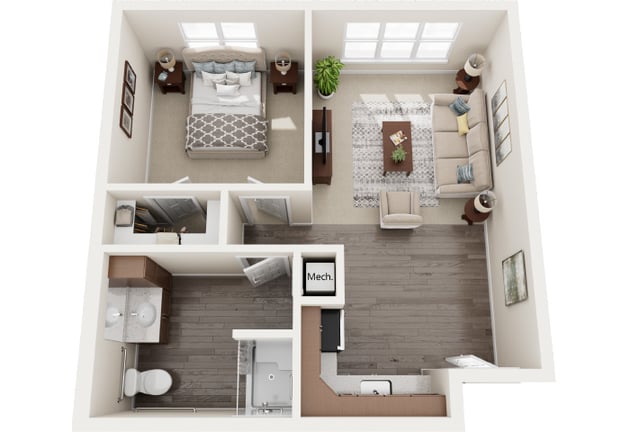 Cedarhurst of Jacksonville - Assisted Living One Bedroom Apartment Floor Plan