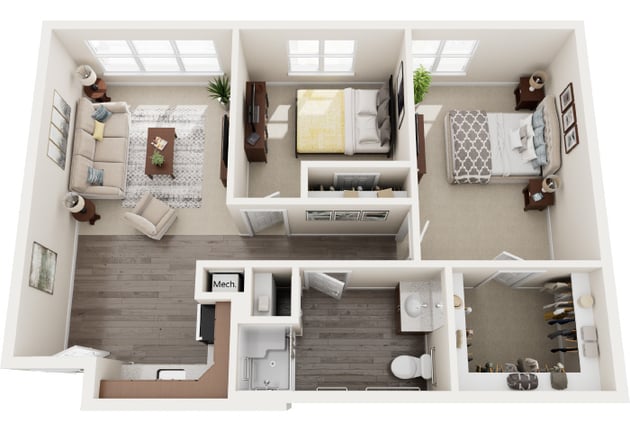 Cedarhurst of Jacksonville - Assisted Living Two Bedroom Apartment Floor Plan